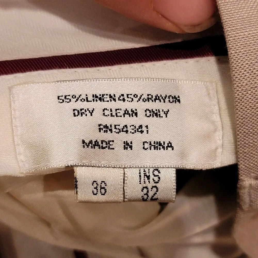 Louis Raphael Soft Men's 36x32 Linen Blend Dress Pants Pleated Cuffed